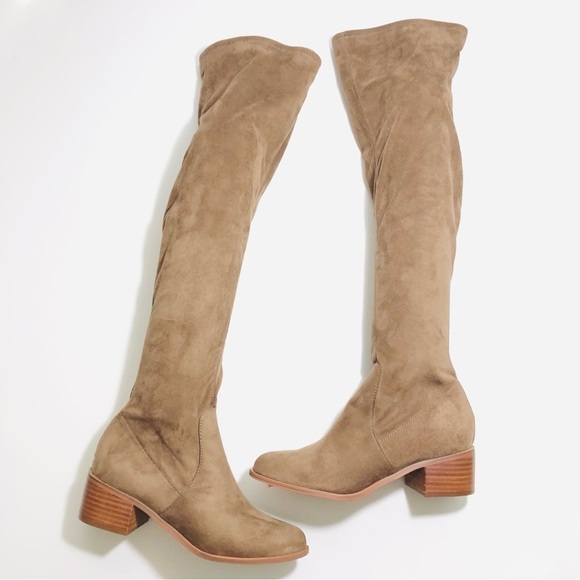 NEW Steve Madden Sadie Over-The-Knee Block Heel Boots in Light Taupe size 6.5 - Picture 2 of 13